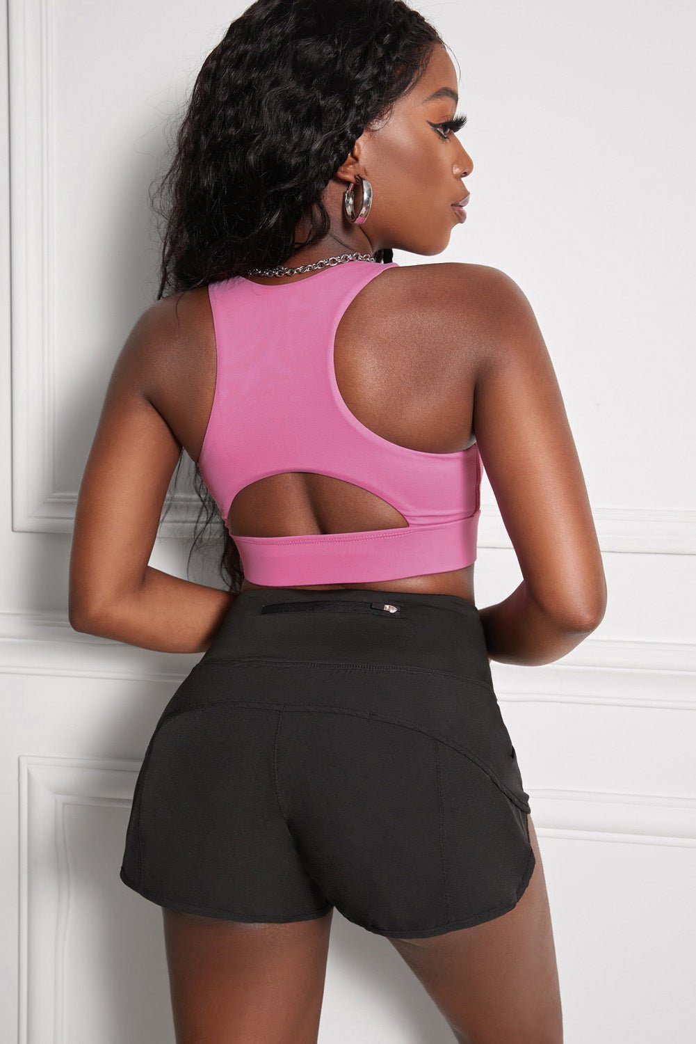 Cutout Racerback Sports Bra - Admiresty