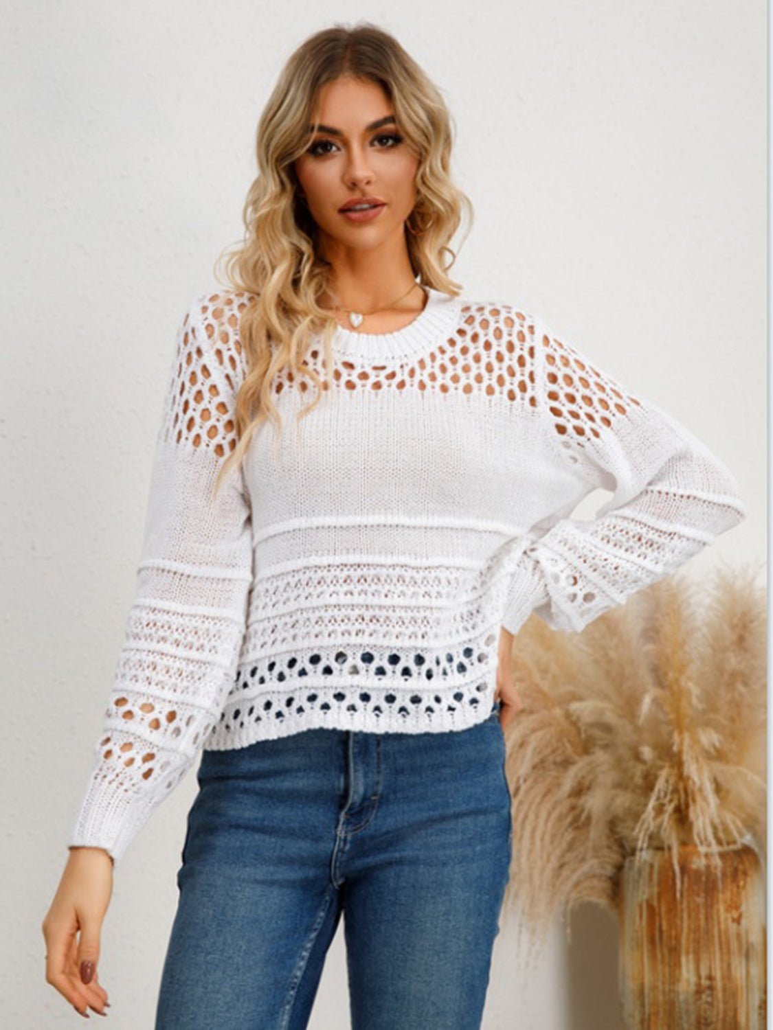 Cutout Round Neck Knit Top - Admiresty