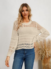 Cutout Round Neck Knit Top - Admiresty