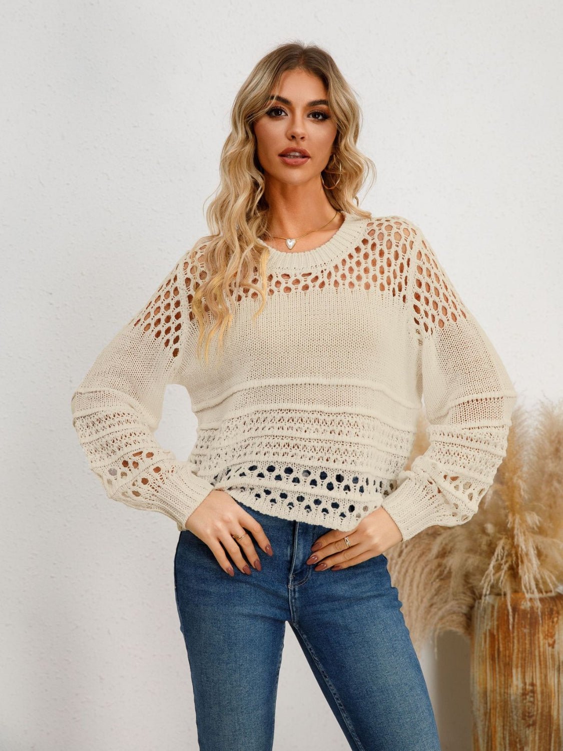 Cutout Round Neck Knit Top - Admiresty