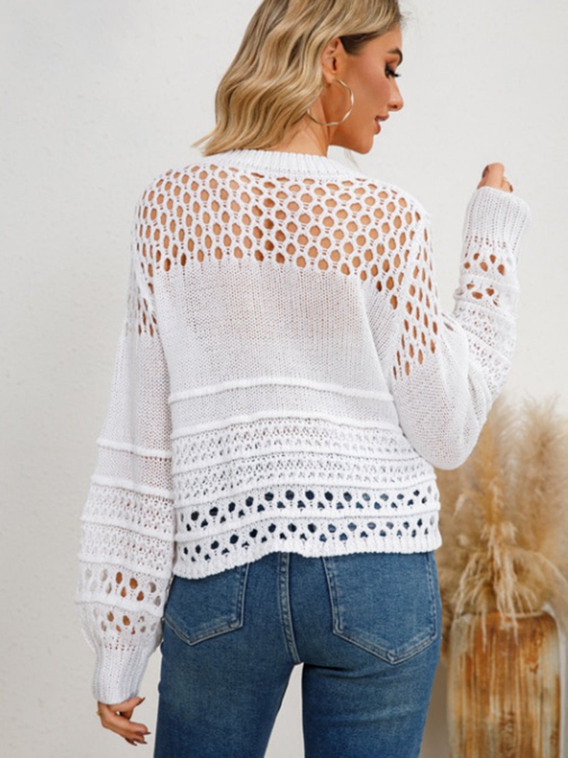 Cutout Round Neck Knit Top - Admiresty