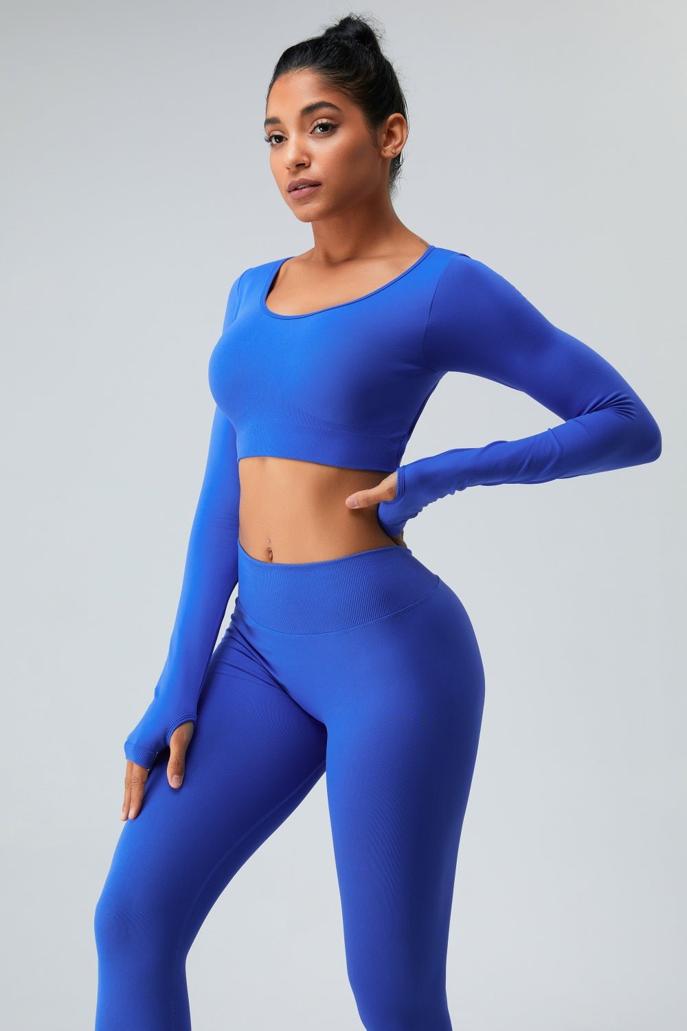 Cutout Round Neck Long Sleeve Active T - Shirt - Admiresty