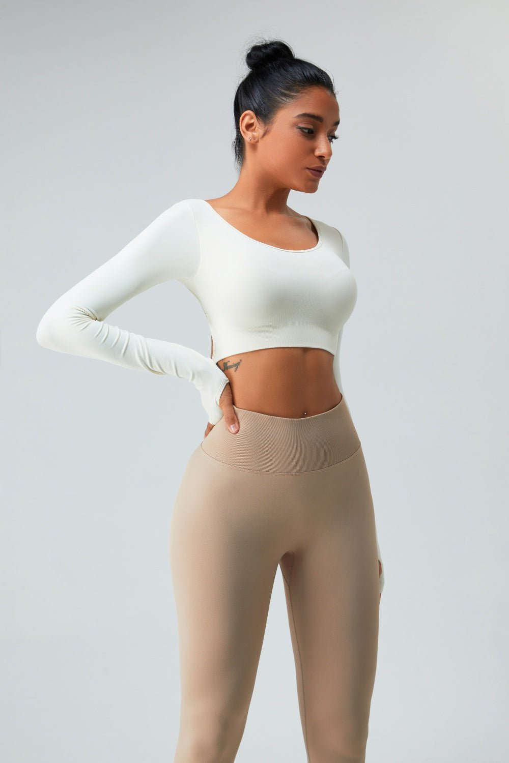 Cutout Round Neck Long Sleeve Active T - Shirt - Admiresty