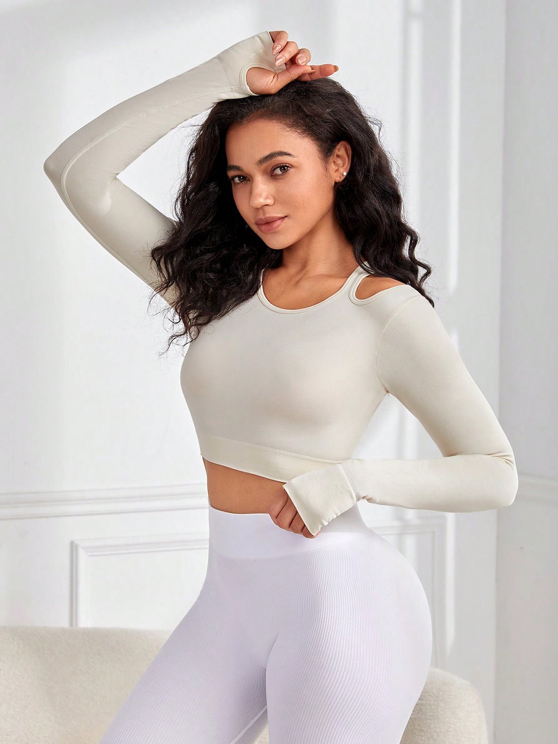 Cutout Round Neck Long Sleeve Active Top - Admiresty