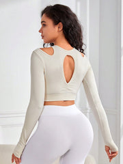 Cutout Round Neck Long Sleeve Active Top - Admiresty