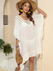 Cutout Ruffled Half Sleeve Cover - Up - Admiresty