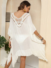 Cutout Ruffled Half Sleeve Cover - Up - Admiresty