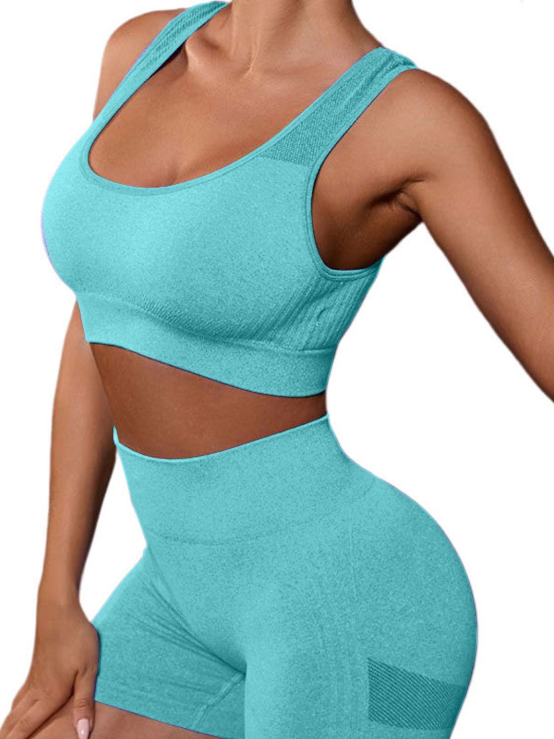 Cutout Scoop Neck Tank and Shorts Active Set - Admiresty