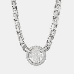 Cutout Stainless Steel Inlaid Zircon Necklace - Admiresty