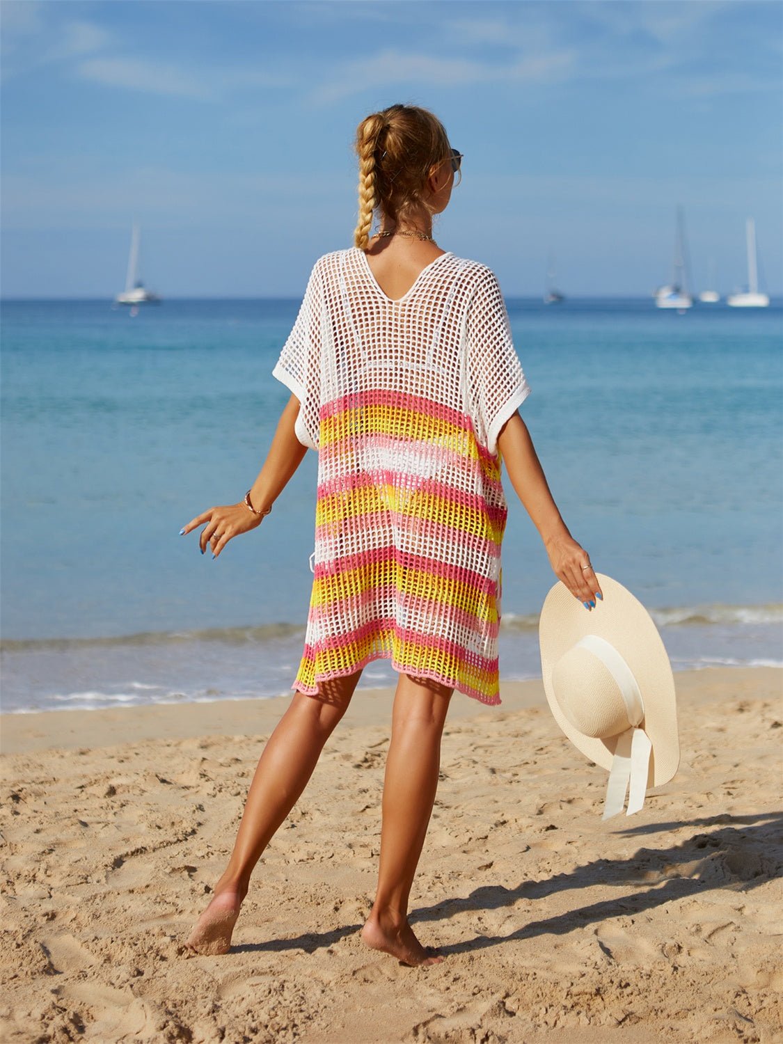 Cutout Striped Cover - Up with Tassel - Admiresty