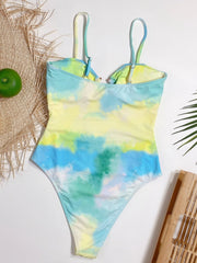 Cutout Tie - Dye Spaghetti Strap One - Piece Swimwear - Admiresty