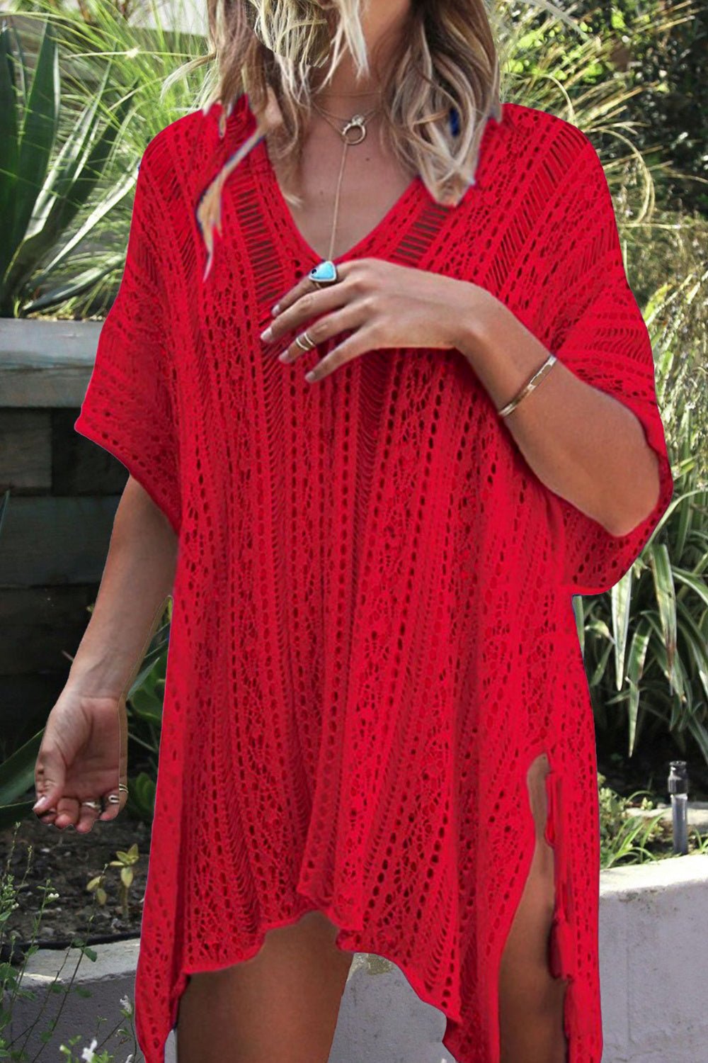 Cutout V - Neck Cover - Up with Tassel - Admiresty