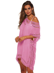 Cutout V - Neck Short Sleeve Cover - Up - Admiresty