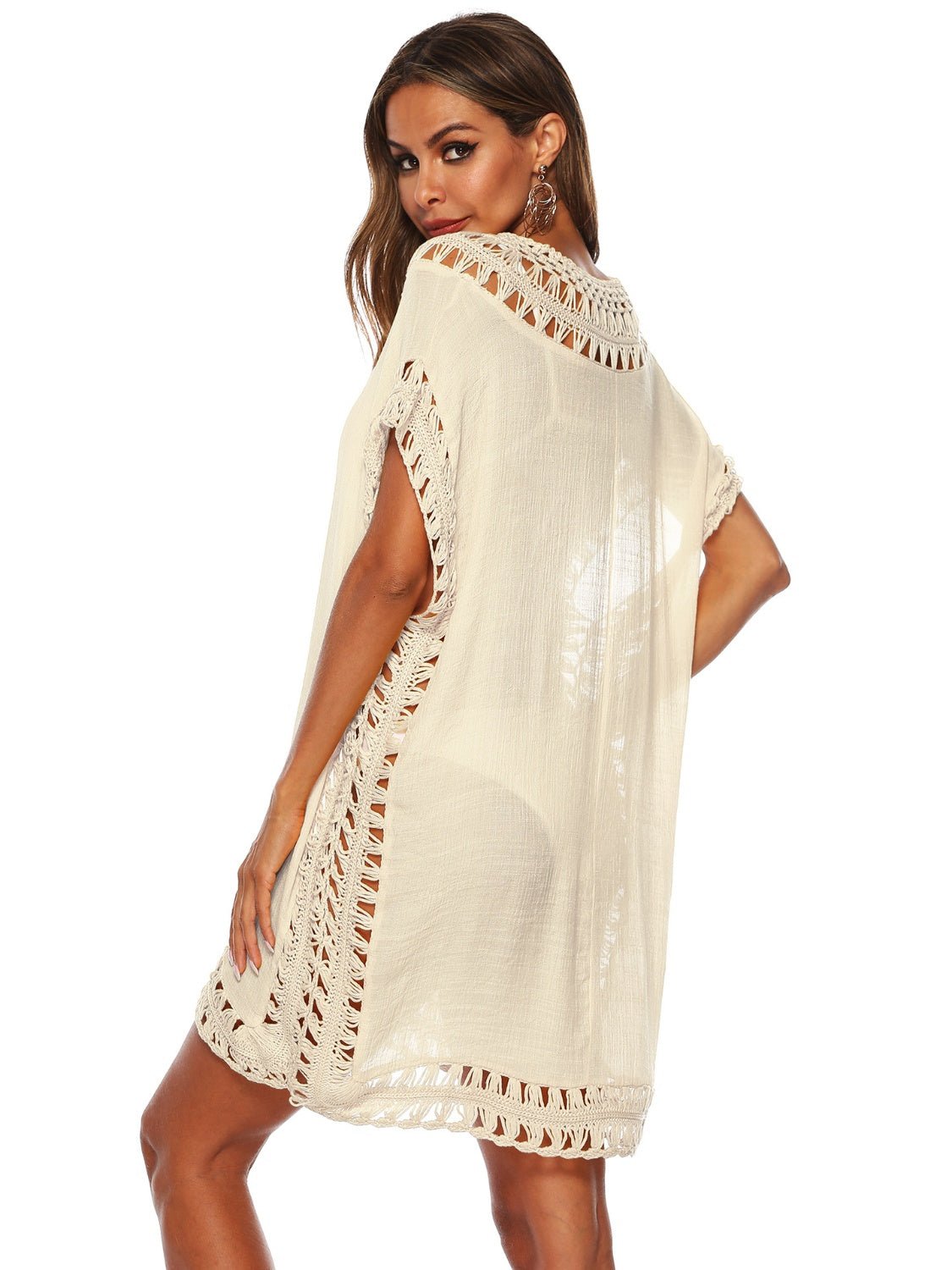 Cutout V - Neck Short Sleeve Cover - Up - Admiresty