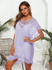 Cutout V - Neck Short Sleeve Cover - Up - Admiresty