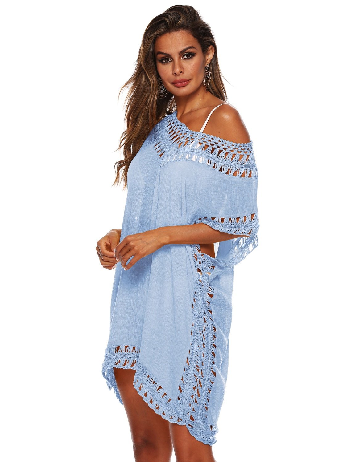 Cutout V - Neck Short Sleeve Cover - Up - Admiresty