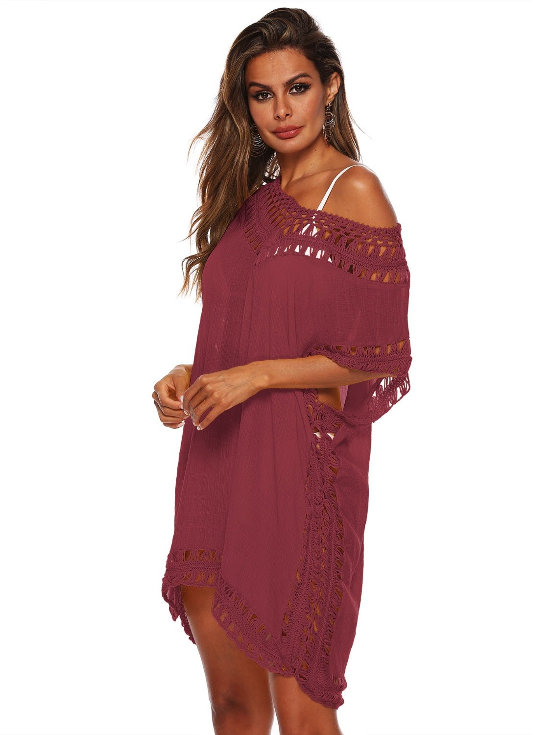 Cutout V - Neck Short Sleeve Cover - Up - Admiresty