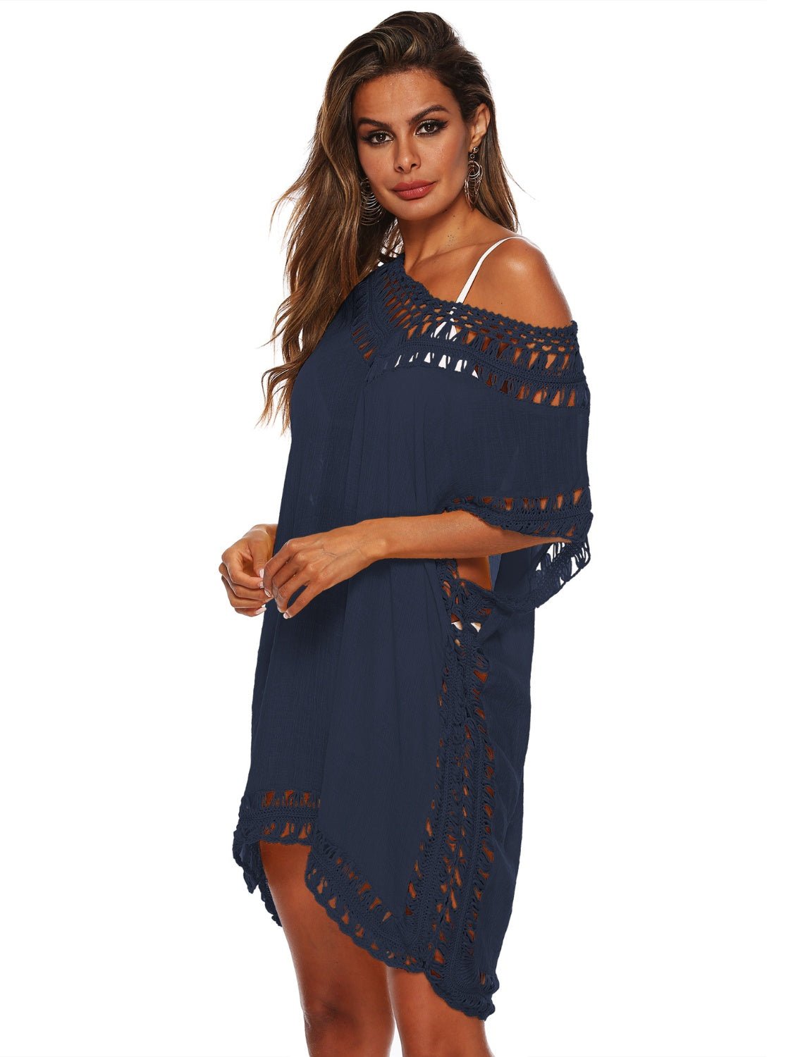 Cutout V - Neck Short Sleeve Cover - Up - Admiresty