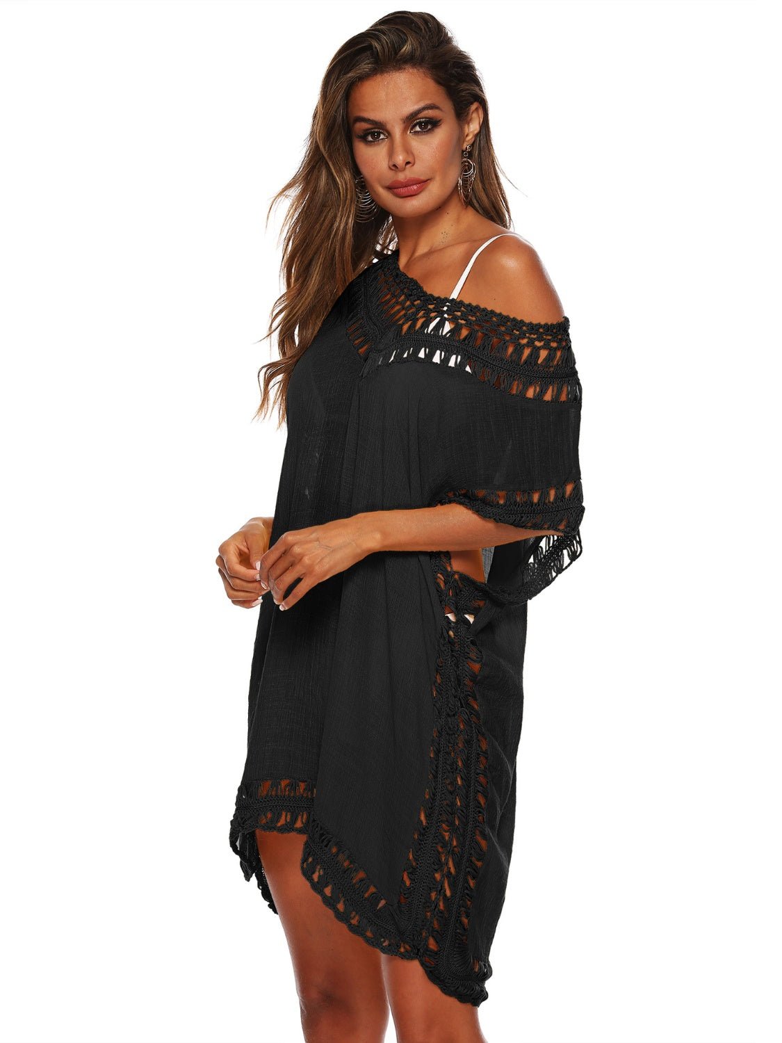 Cutout V - Neck Short Sleeve Cover - Up - Admiresty