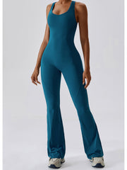 Cutout Wide Strap Bootcut Active Jumpsuit - Admiresty