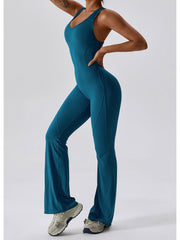 Cutout Wide Strap Bootcut Active Jumpsuit - Admiresty