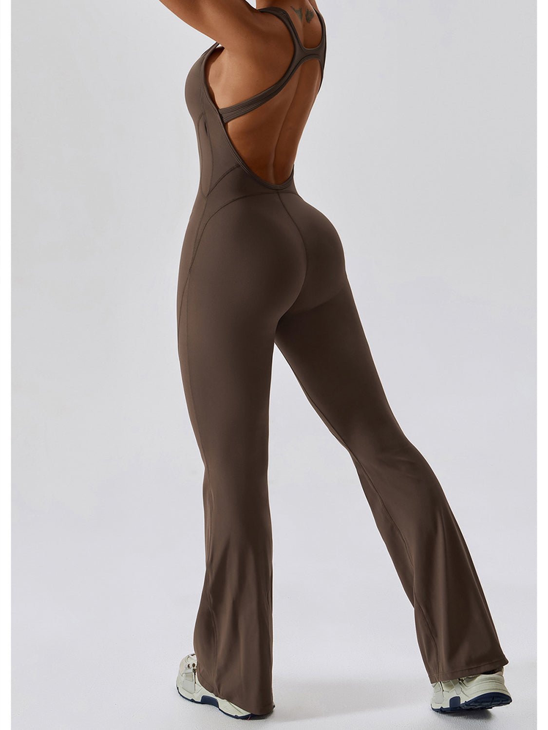 Cutout Wide Strap Bootcut Active Jumpsuit - Admiresty