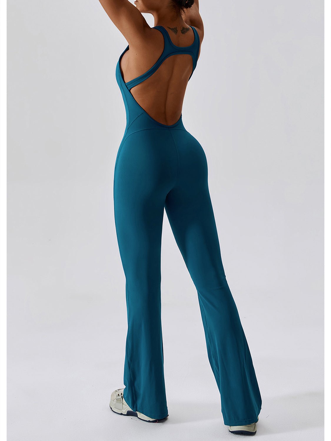 Cutout Wide Strap Bootcut Active Jumpsuit - Admiresty