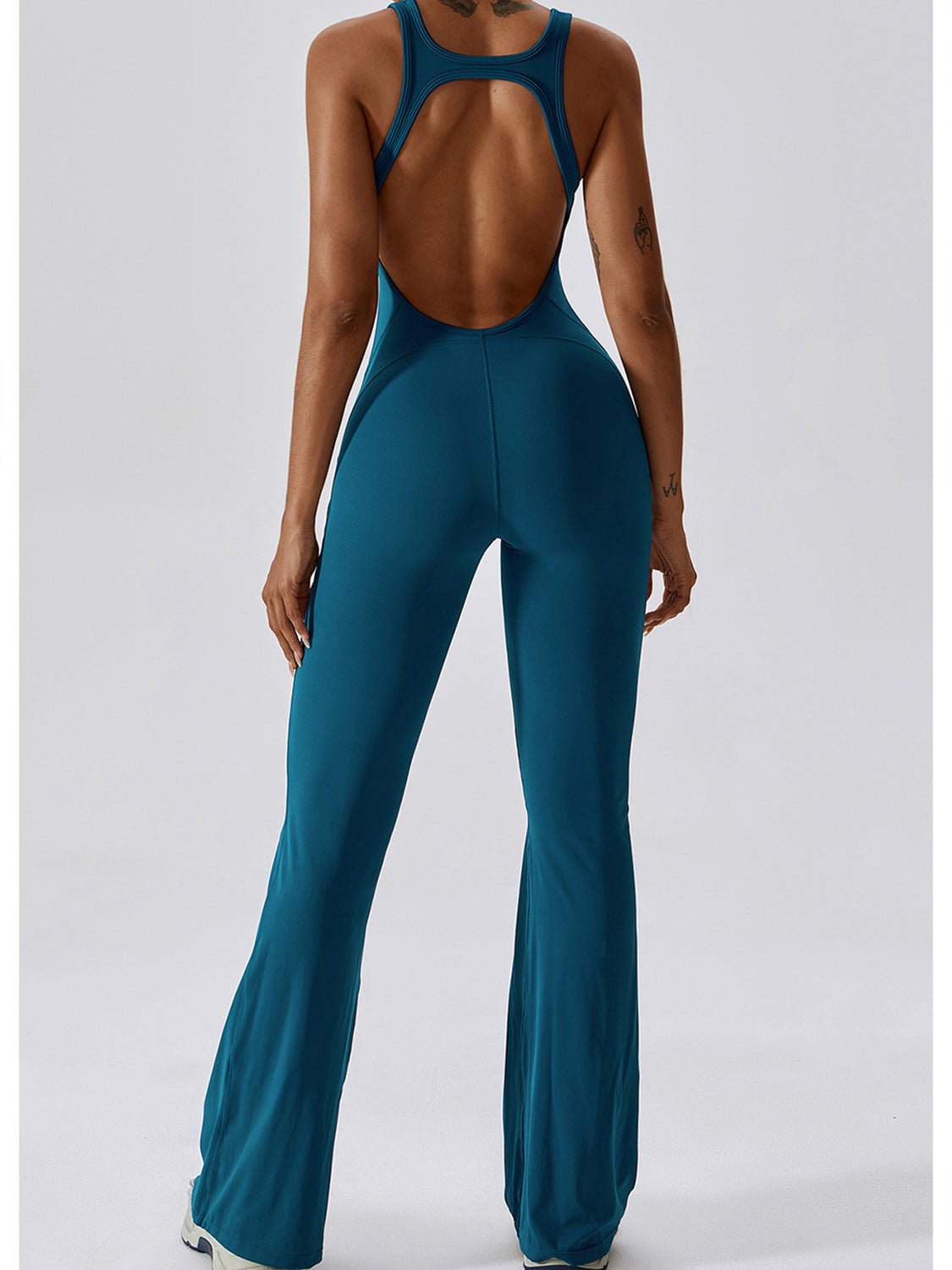 Cutout Wide Strap Bootcut Active Jumpsuit - Admiresty