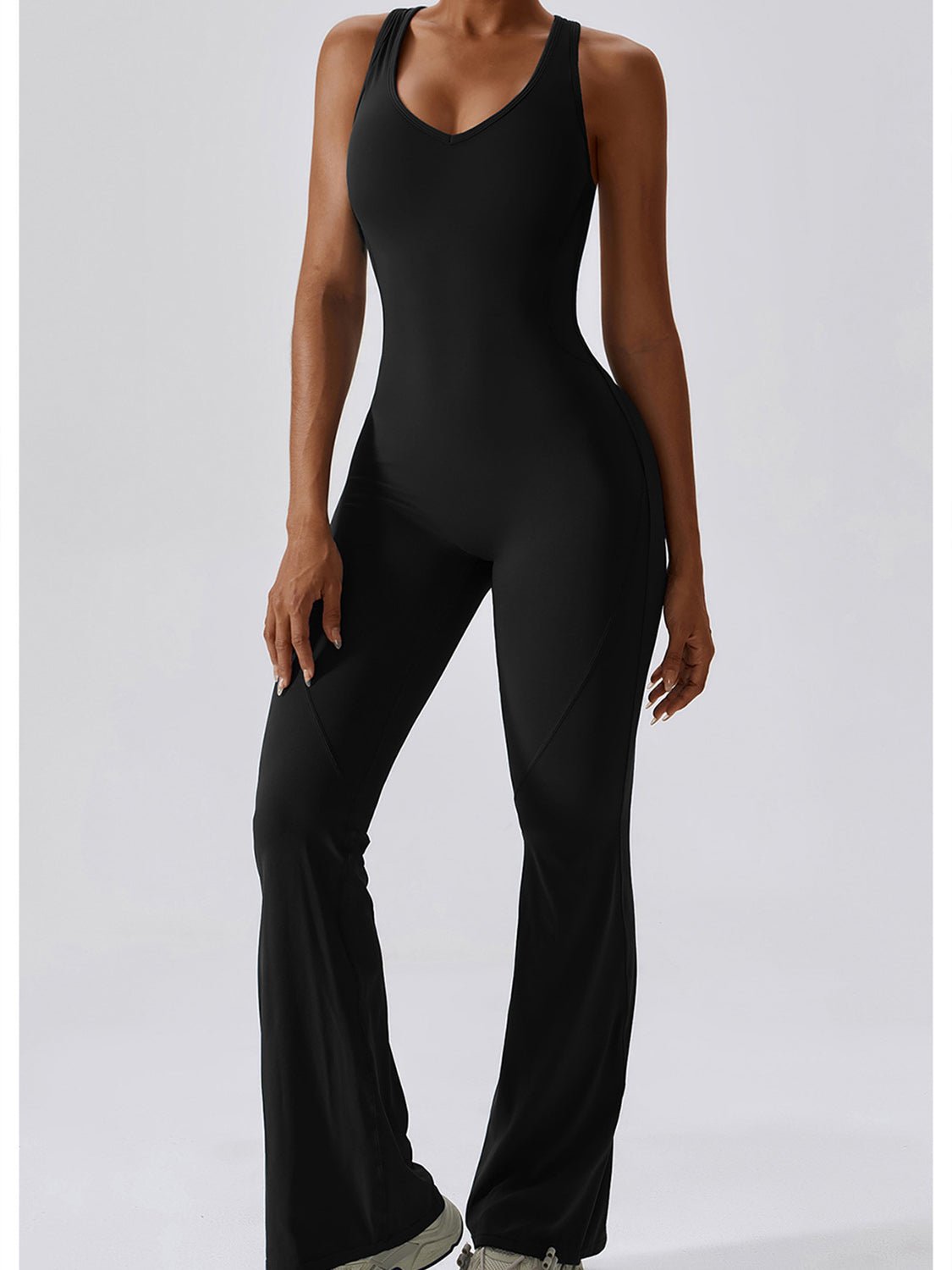 Cutout Wide Strap Bootcut Active Jumpsuit - Admiresty