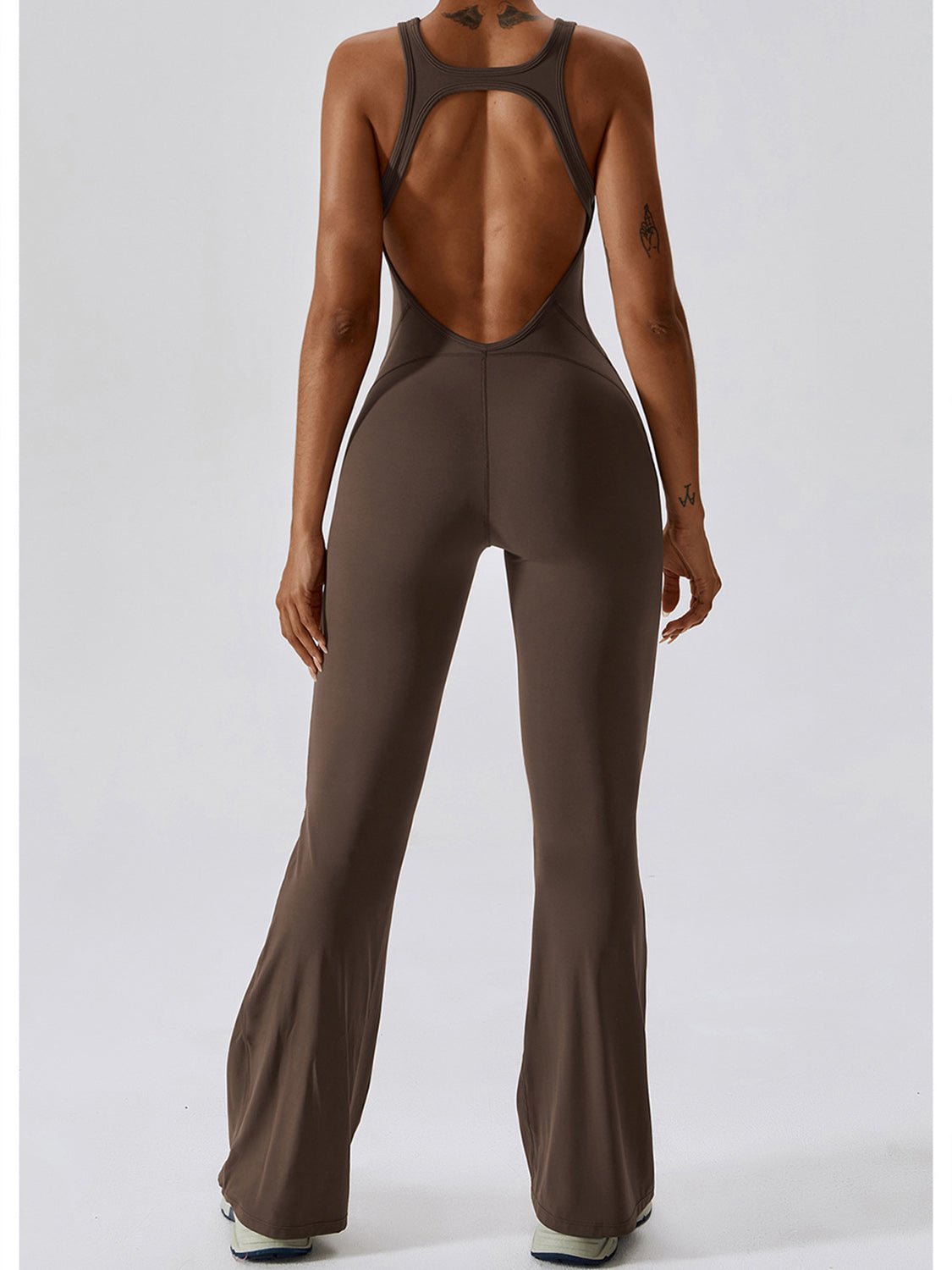 Cutout Wide Strap Bootcut Active Jumpsuit - Admiresty