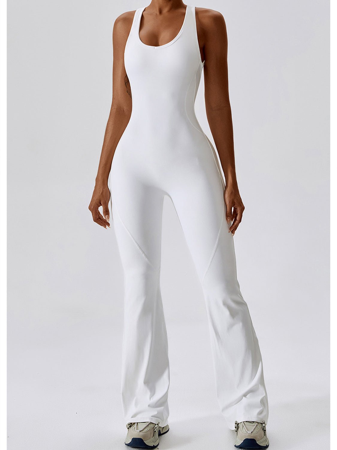 Cutout Wide Strap Bootcut Active Jumpsuit - Admiresty