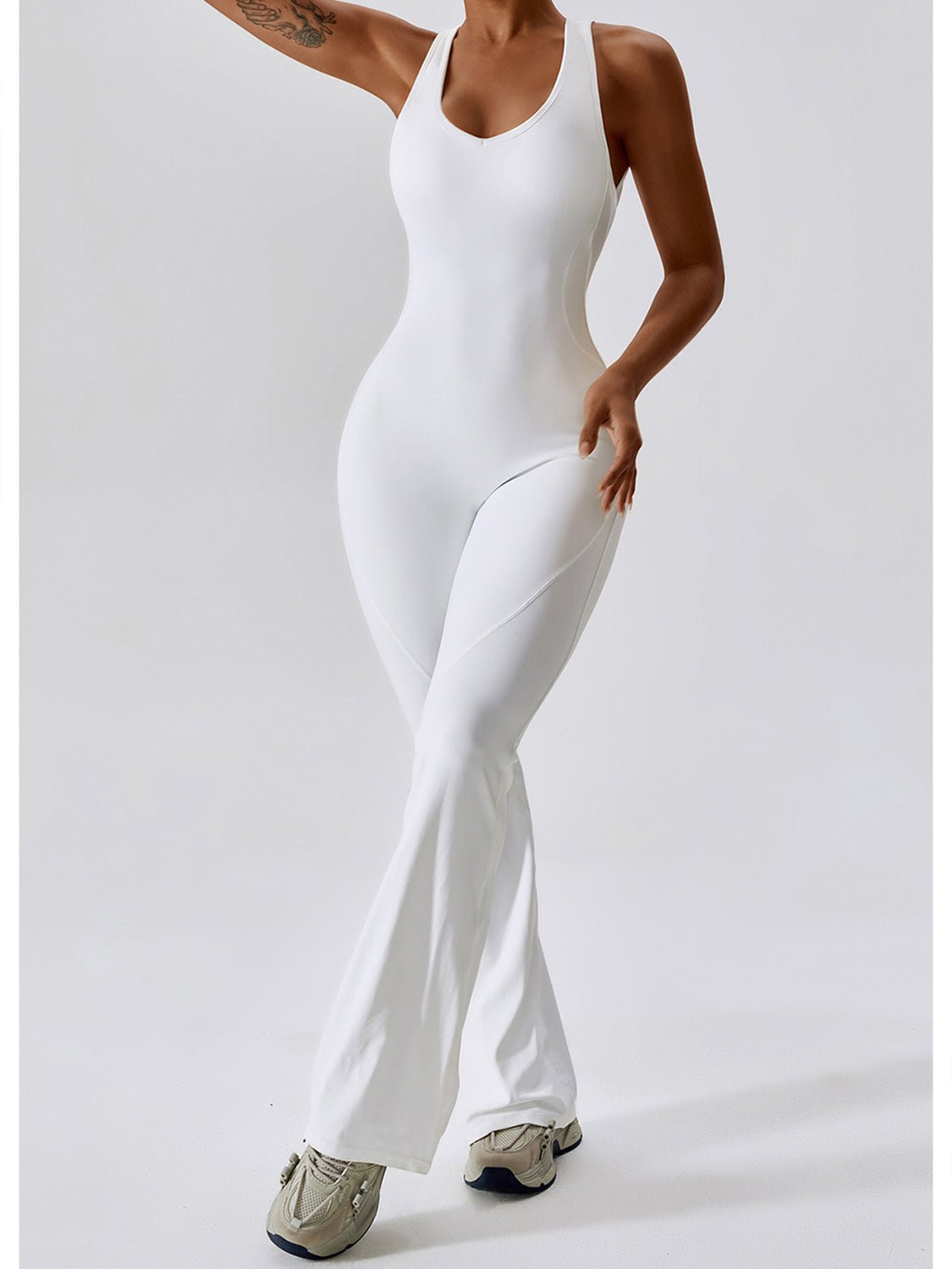 Cutout Wide Strap Bootcut Active Jumpsuit - Admiresty