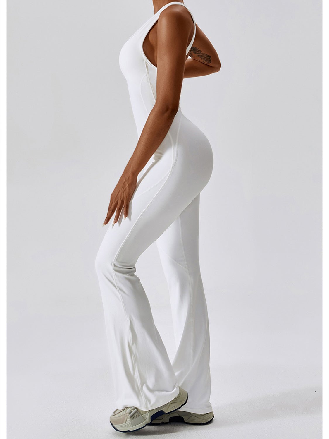 Cutout Wide Strap Bootcut Active Jumpsuit - Admiresty