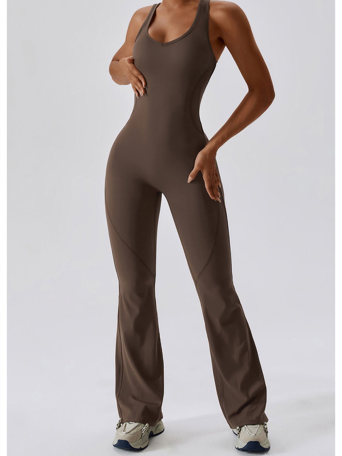 Cutout Wide Strap Bootcut Active Jumpsuit - Admiresty