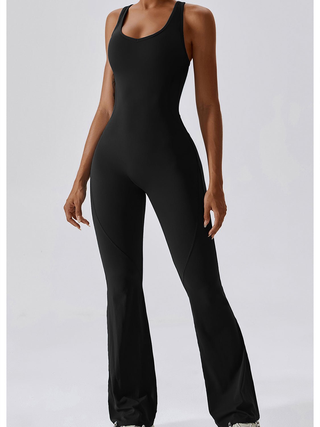 Cutout Wide Strap Bootcut Active Jumpsuit - Admiresty