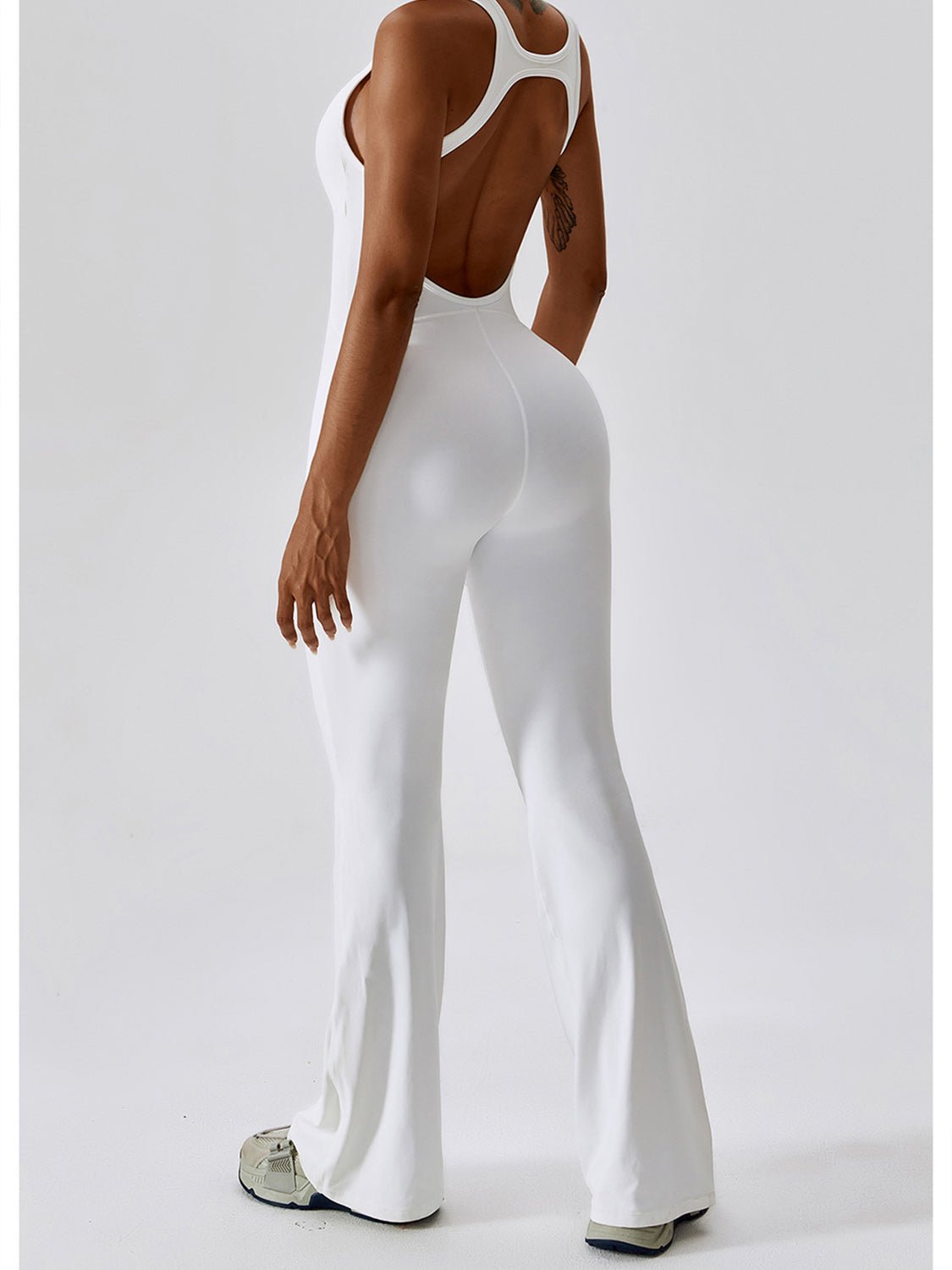 Cutout Wide Strap Bootcut Active Jumpsuit - Admiresty