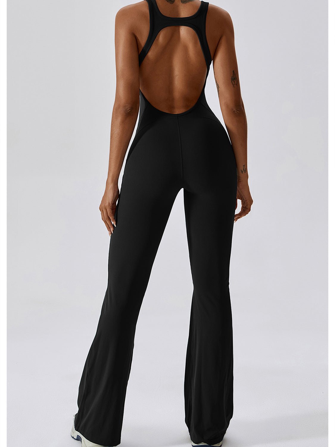 Cutout Wide Strap Bootcut Active Jumpsuit - Admiresty