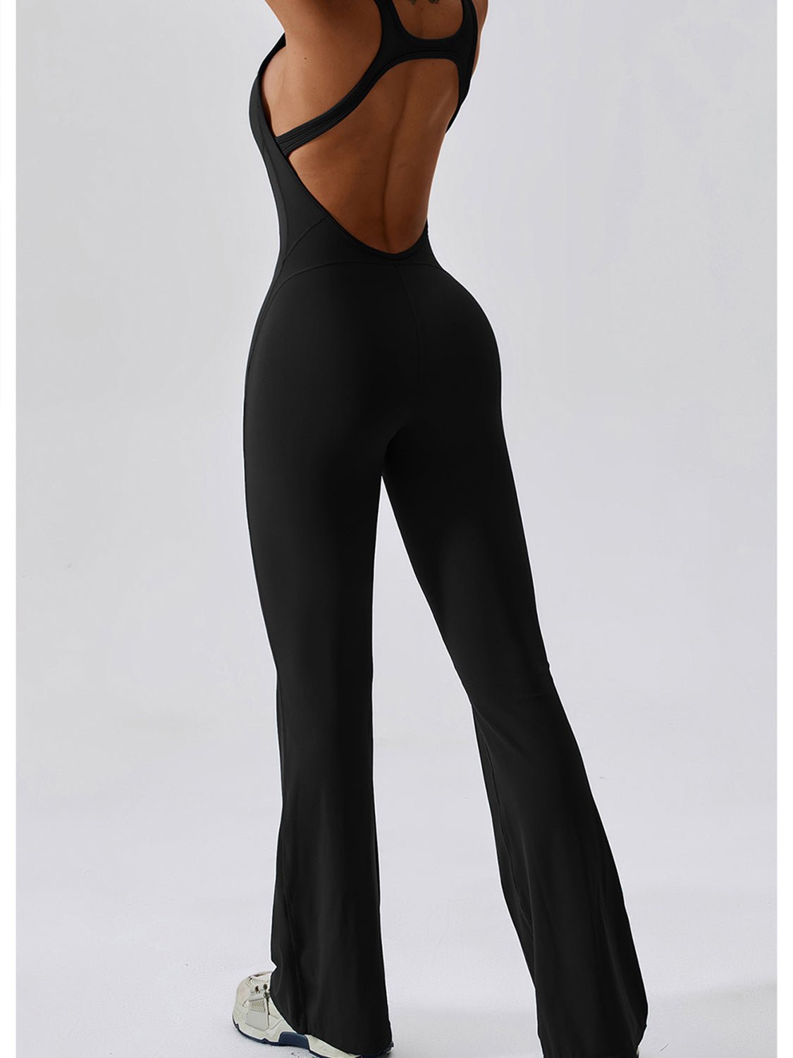 Cutout Wide Strap Bootcut Active Jumpsuit - Admiresty