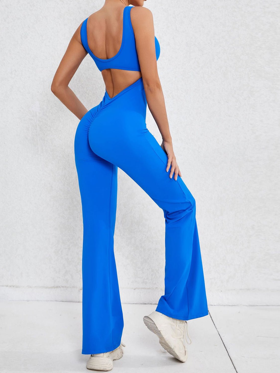 Cutout Wide Strap Scoop Neck Active Jumpsuit - Admiresty