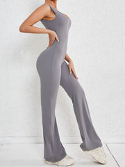 Cutout Wide Strap Scoop Neck Active Jumpsuit - Admiresty