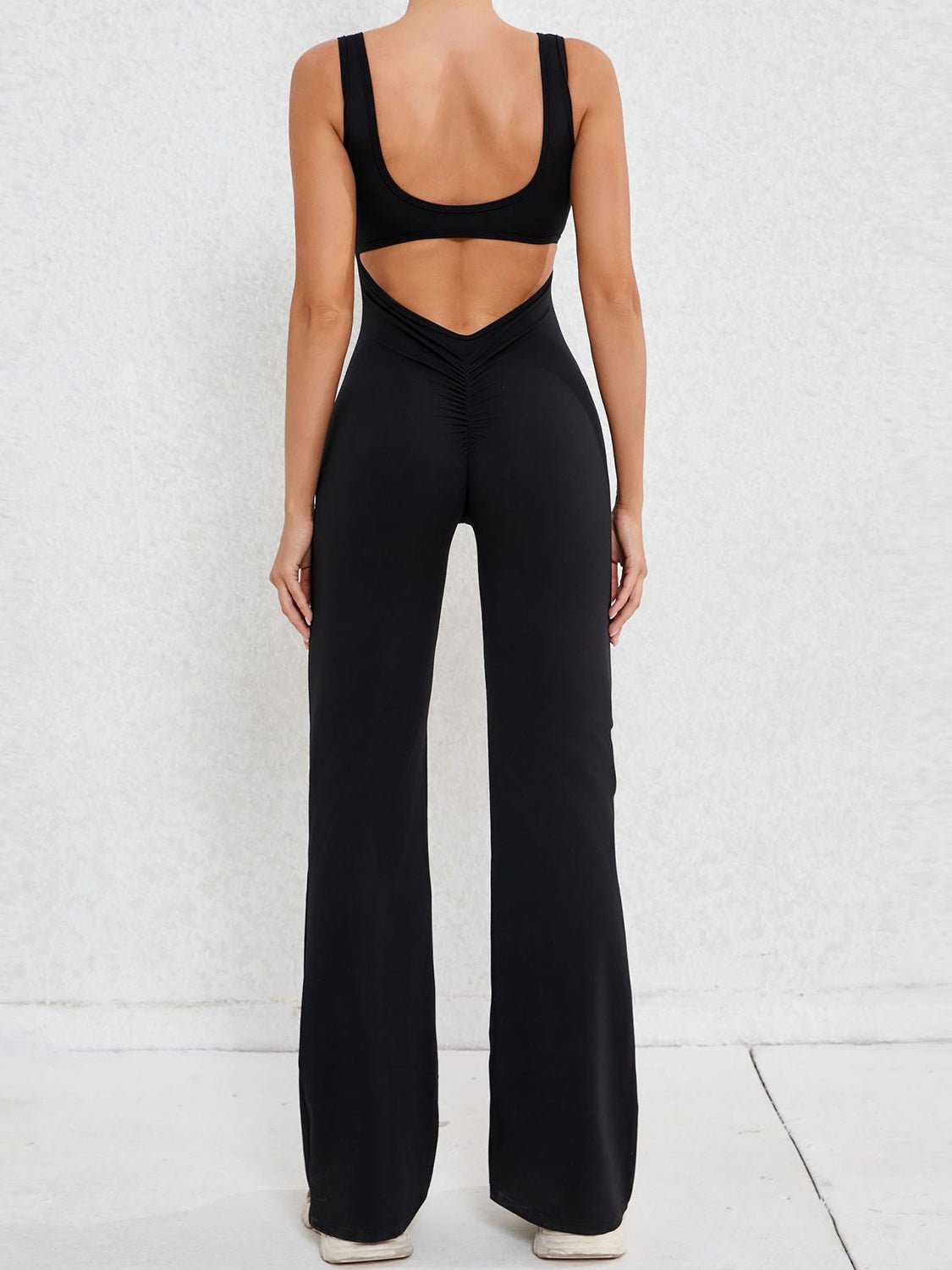 Cutout Wide Strap Scoop Neck Active Jumpsuit - Admiresty