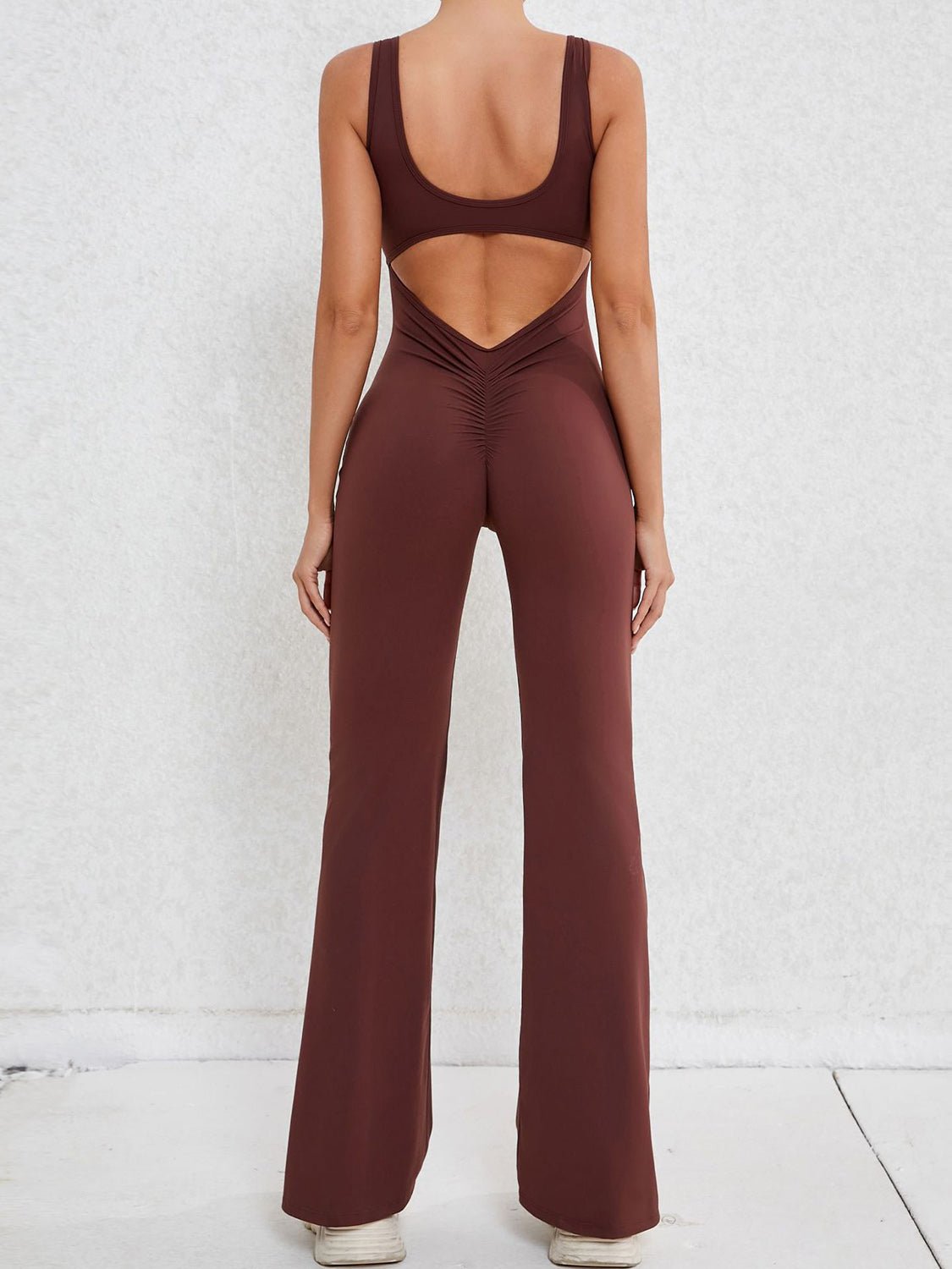 Cutout Wide Strap Scoop Neck Active Jumpsuit - Admiresty