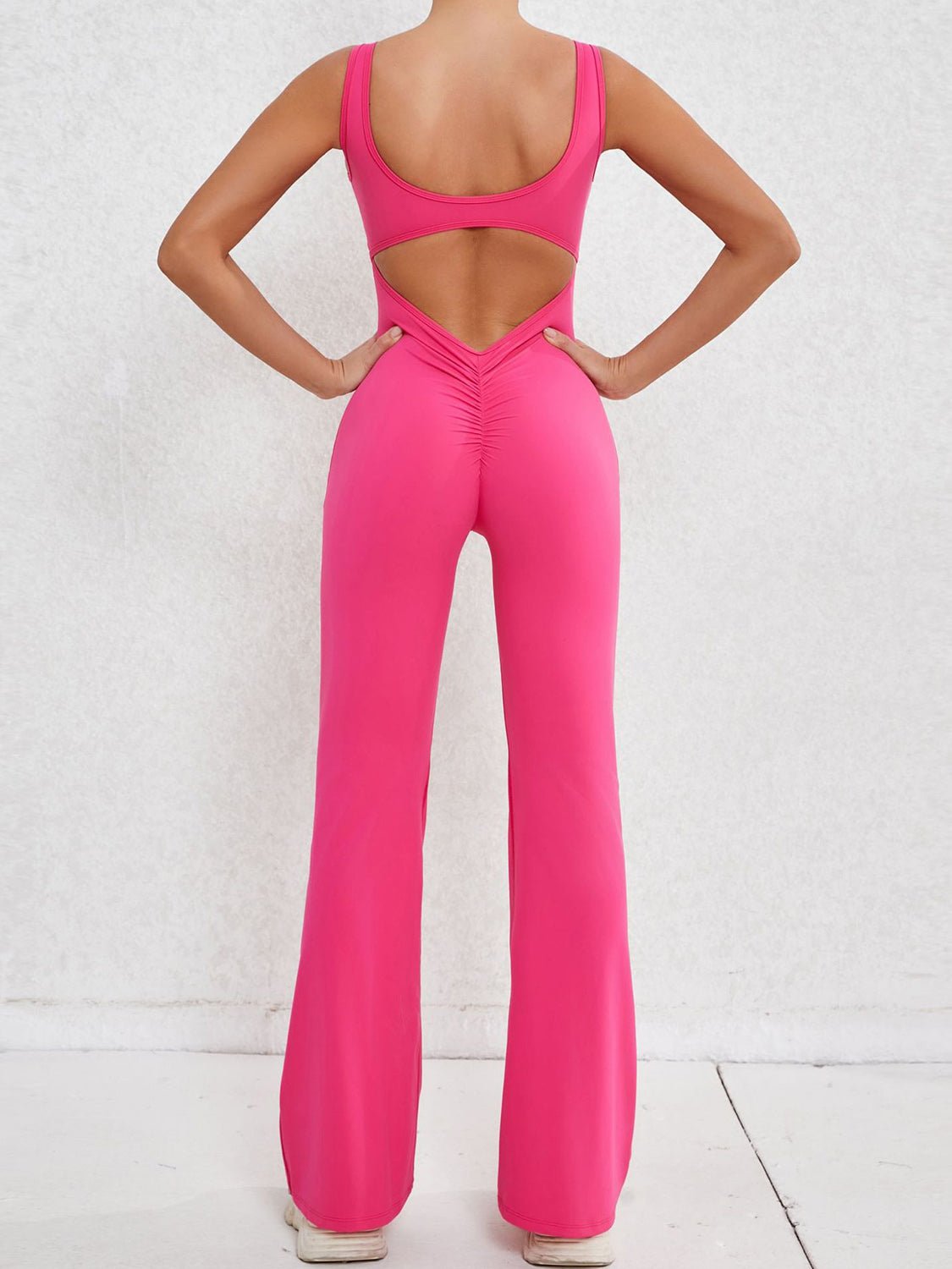 Cutout Wide Strap Scoop Neck Active Jumpsuit - Admiresty