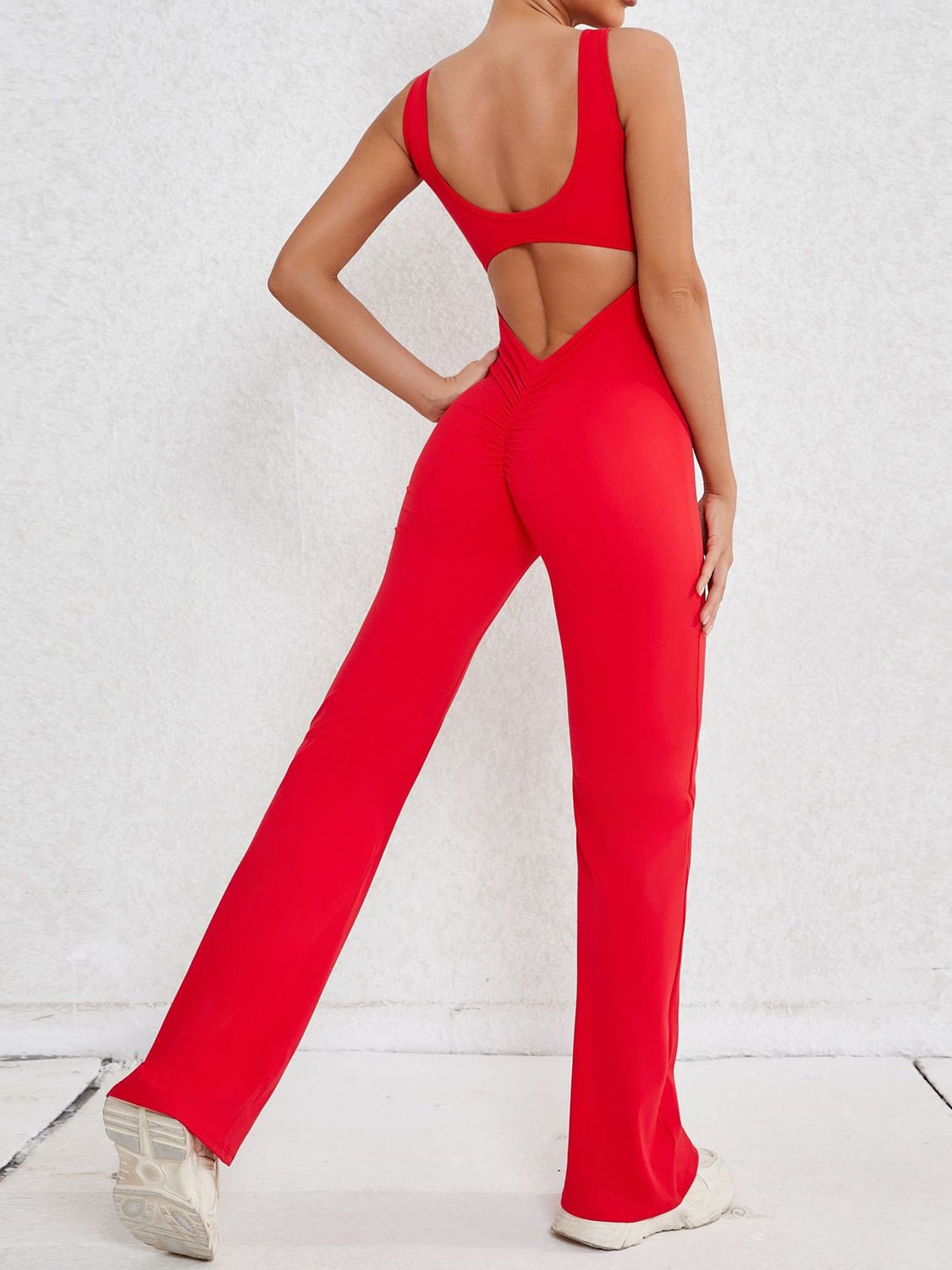 Cutout Wide Strap Scoop Neck Active Jumpsuit - Admiresty