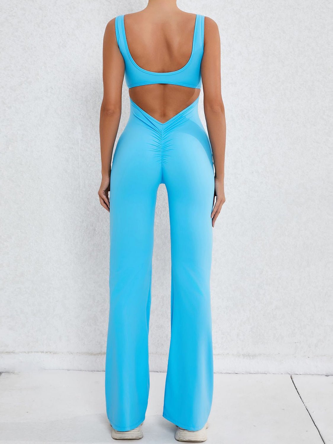 Cutout Wide Strap Scoop Neck Active Jumpsuit - Admiresty