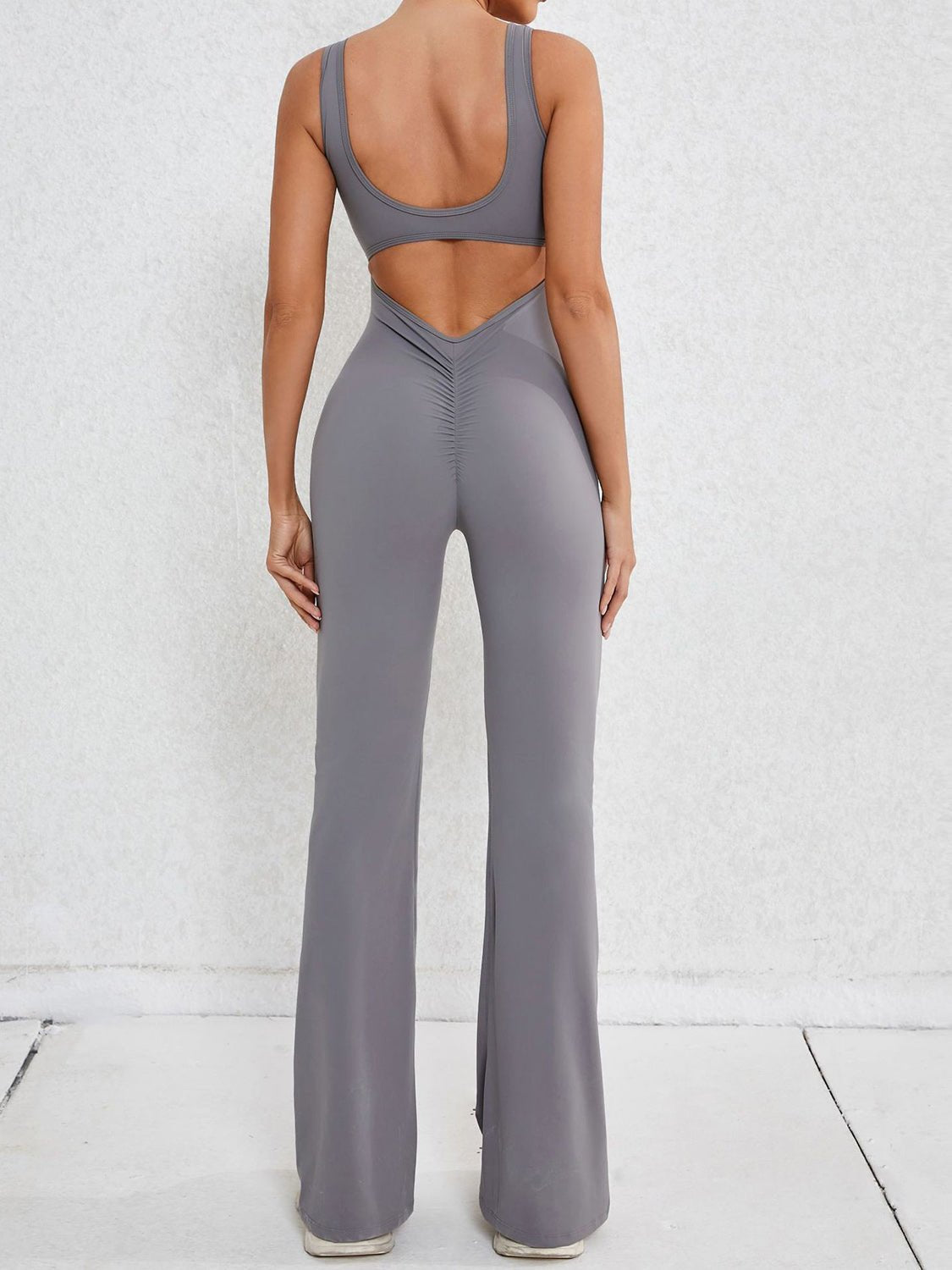 Cutout Wide Strap Scoop Neck Active Jumpsuit - Admiresty