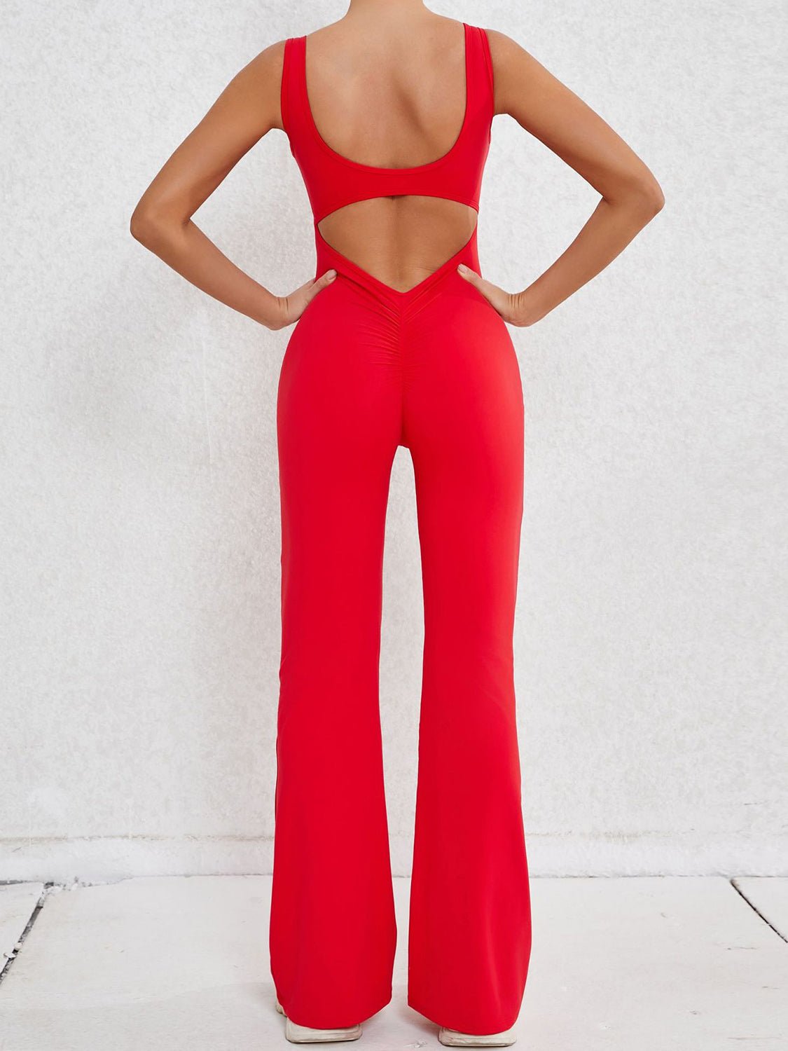 Cutout Wide Strap Scoop Neck Active Jumpsuit - Admiresty