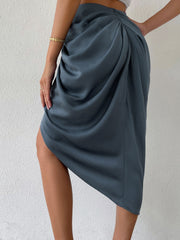 Ruched Slit High Wiast Skirt