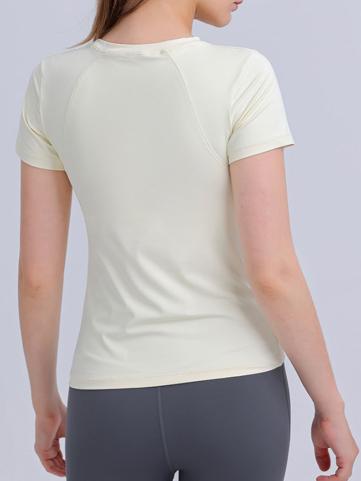 Round Neck Short Sleeve Active Top