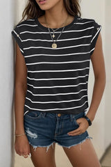 Decorative Button Round Neck T - Shirt - Admiresty